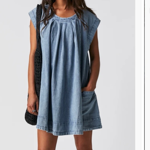 Free People Dresses & Skirts - NWT Free People Light Blue Denim Dress